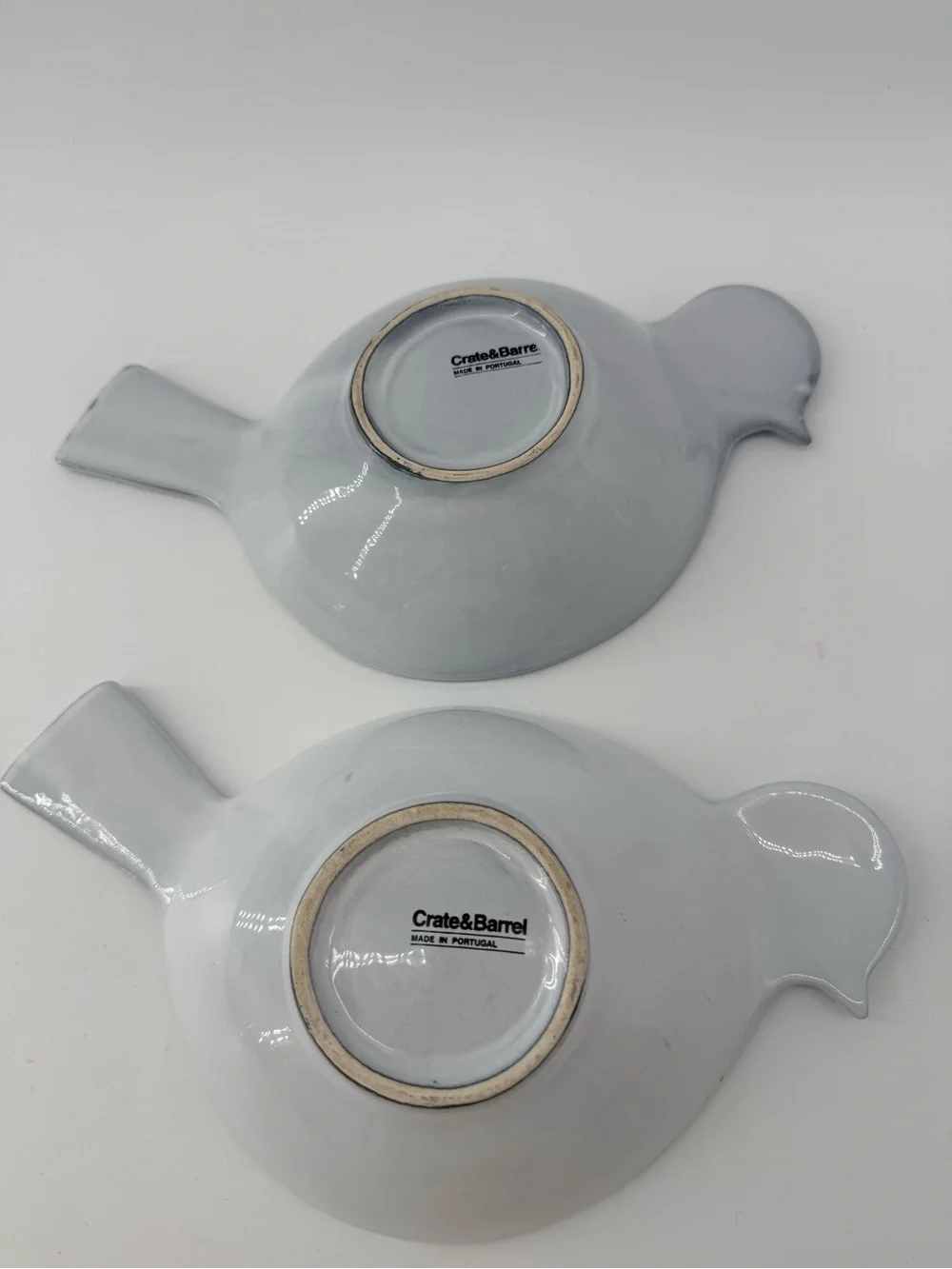 Crate&Barrel Light Gray Ceramic Bird Serving Bowl